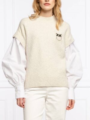 Pinko 1N1379Y7MD_PANNA,BIANCO_01_0de40add-151d-41d2-bb84-18a5be4a3550 PINKO moteriškas megztinis „Cream/White“